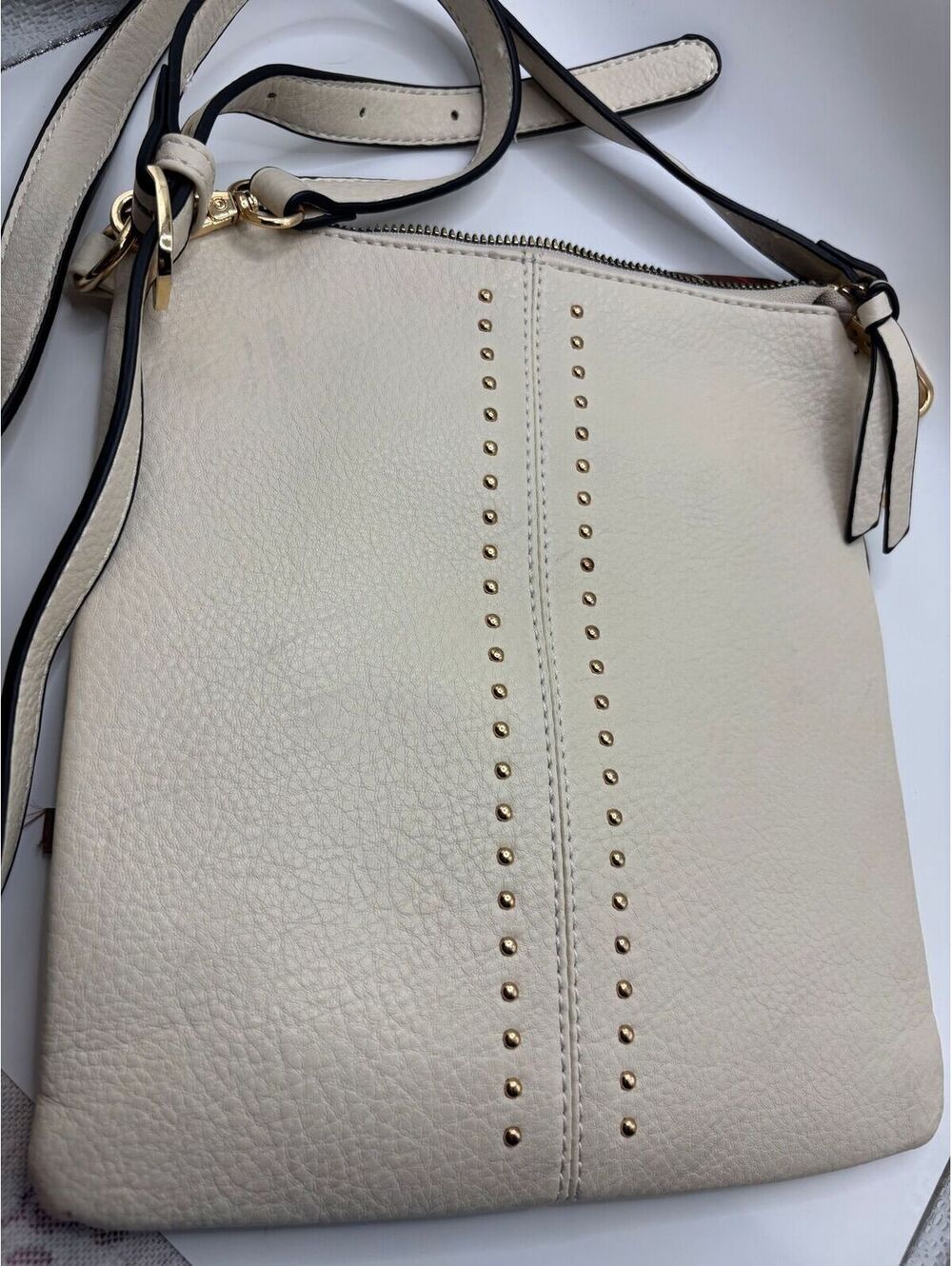 Montana West Gold Tone Stud Faux Pebbled Leather Crossbody Purse